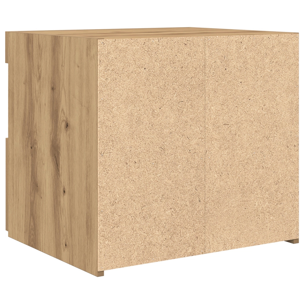 Comodini con Luci LED 2 pz Rovere Artigianale 50x40x45 cm
