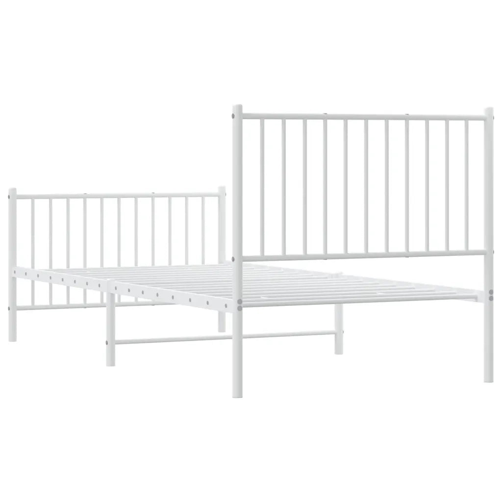 Giroletto con Testiera e Pediera Metallo Bianco 90x200 cm