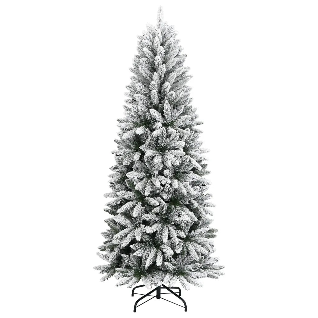 Albero di Natale Artificiale-Albero Natalizio con Neve Floccata 210 cm PVC e PE