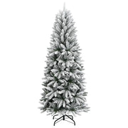 Albero di Natale Artificiale-Albero Natalizio con Neve Floccata 210 cm PVC e PE