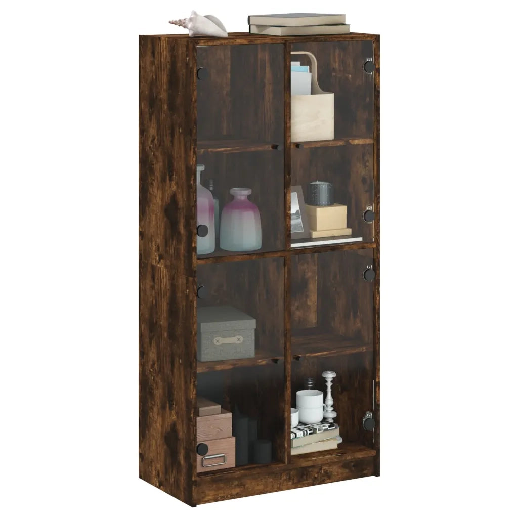 Credenza con Ante Rovere Fumo 68x37x142 cm Legno Multistrato 136495