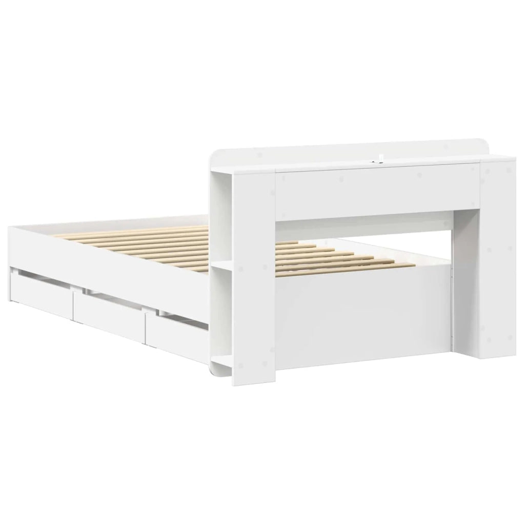 Struttura del letto con stoccaggio e testata Bianco 75 x 190 cm 3433911