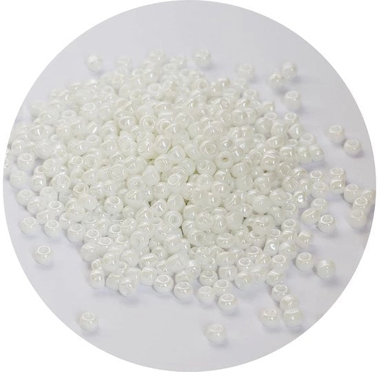 Kralen 4 mm, 6/0, glazen, 4mm, bianche perle, armband, accessori per gioielli