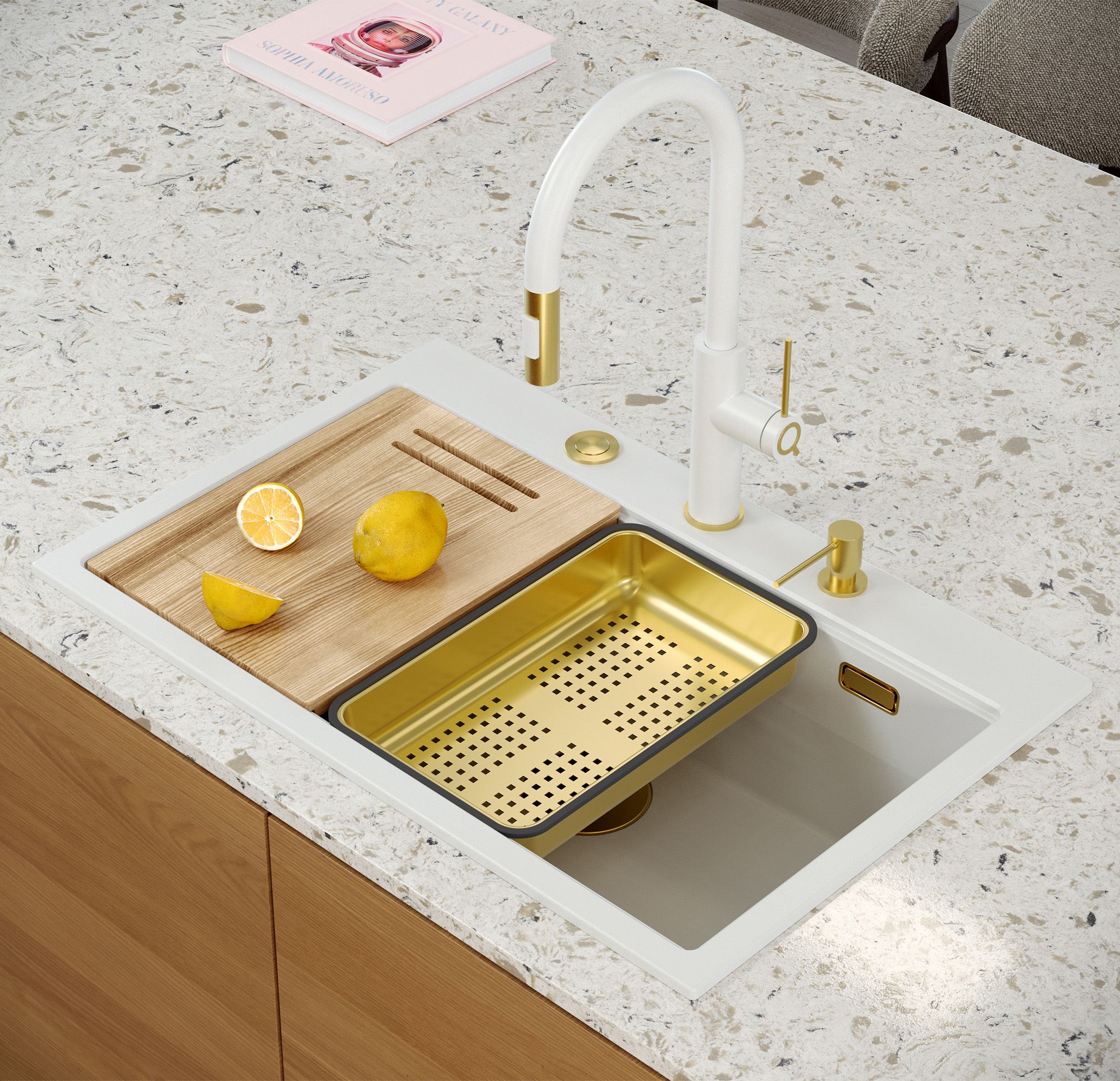 Lavello In Granito Marc 110 Workstation White Rame