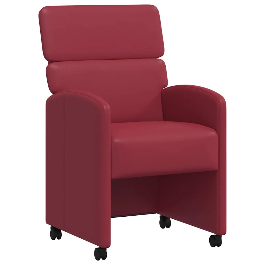 Sedie da Pranzo con Ruote 2 pcs Rosso vino 58 x 65 x 98 cm 42017887
