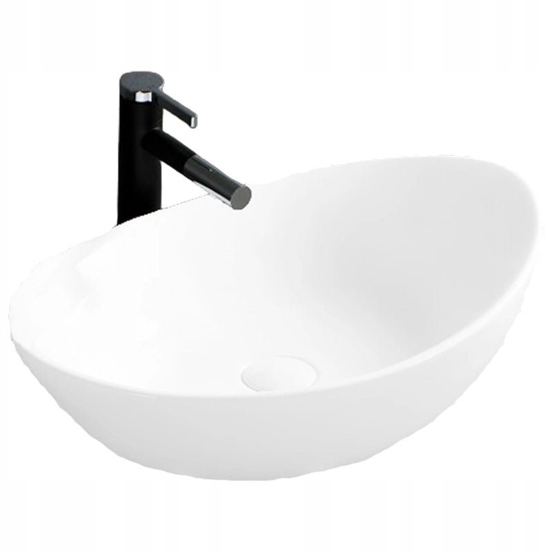 LAVABO DA APPOGGIO IN CERAMICA OVALE OVAL BIANCO DA POSIZIONARE LOFT  SU PIANO 42 x 34 CM