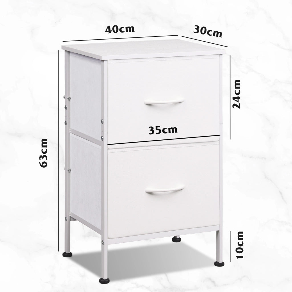 Cassettiera con 2 cassetti in tessuto ¨C zephmum ¨C Bianco 60x40x