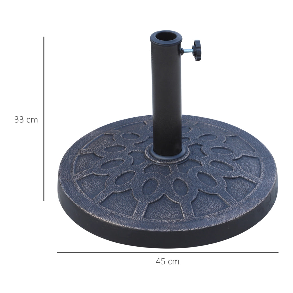 Base per Ombrellone Rotondo per Pali da ?38 e ?48 mm, in Resina e Acciaio, ?45 cm, Bronzo