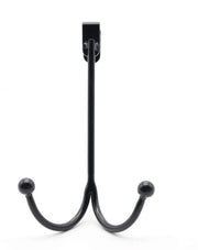Due Stuoi per Porta, Organizzatore a Doppia Gronda in Metallo per l'Appoggio di Giacche, Cappelli, Pantofole, Asciugamani - Nero