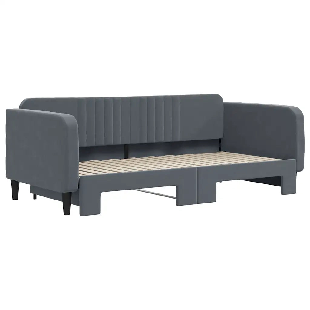 Divano Letto con Letto Estraibile Grigio Scuro 90x190cm Velluto 3197077