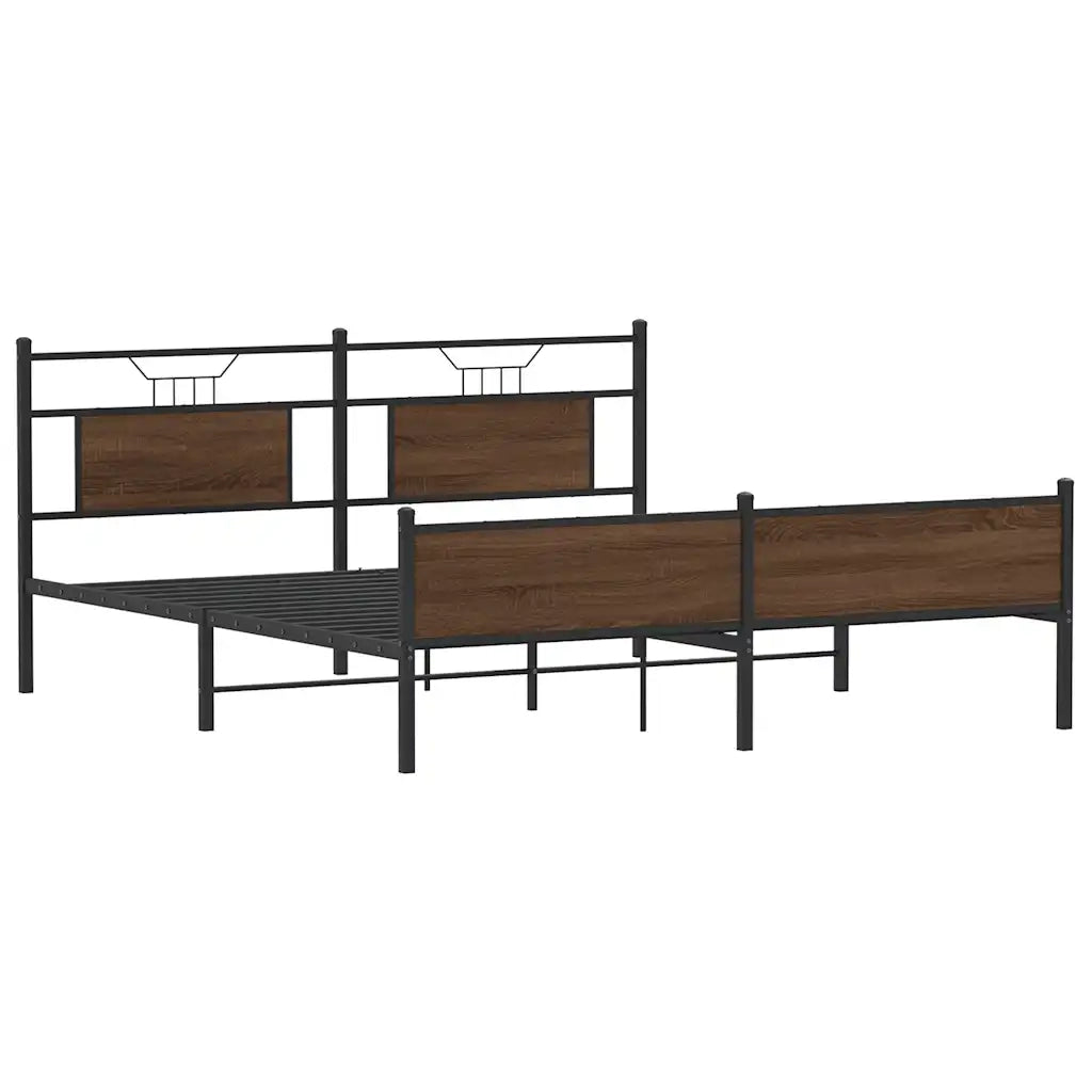 Giroletto senza Materasso in Metallo-Struttura Letto Rovere Marrone 160x200 cm 857037