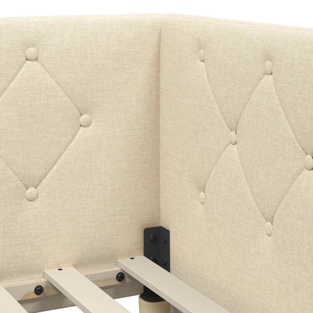 Cornice del letto ad angolo Crema 100 x 200 cm Tessuto