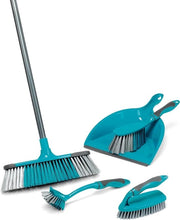 Set di pulizia 5 in 1 per uso domestico - Compreso asciugamano, pad, spazzola per pavimenti, spazzola per superfici e spazzola per piatti - Set di pulizia iniziale per studenti/nuovi proprietari - Blu turquesa