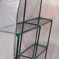 Serra da Giardino per Esterni in Acciaio e PE con 2 Scaffali e Porta Avvolgibile, 143x143x195 cm, Bianco