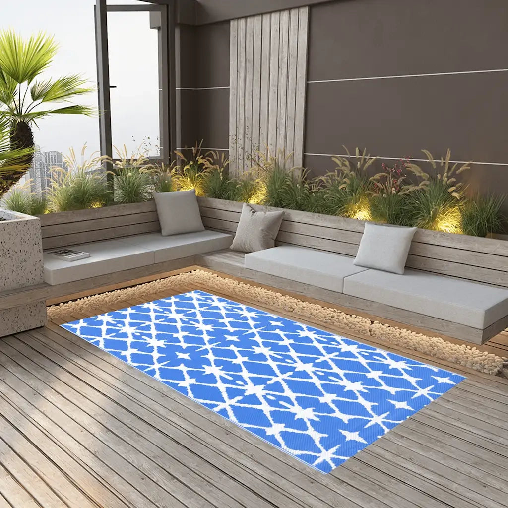 Tappeto da Esterni ARAKIL Blu e Bianco 80x150 cm in PP CFW9561071