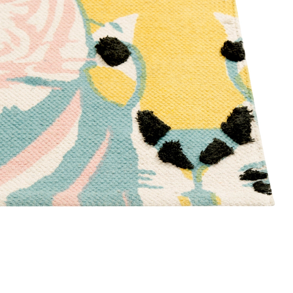 Tappeto per aree multicolore con stampa di animali 80 x 150 cm, a basso contenuto di peli, per la sala giochi dei bambini