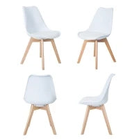 E-STYLO Sedia in polipropilene bianca con seduta imbottita e rivestita in similpelle, gambe in legno di faggio, 48.5cm X 52cm H. 82cm.
