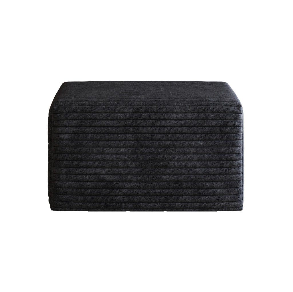 Pouf Ottoman in tessuto effetto corduroy; nero