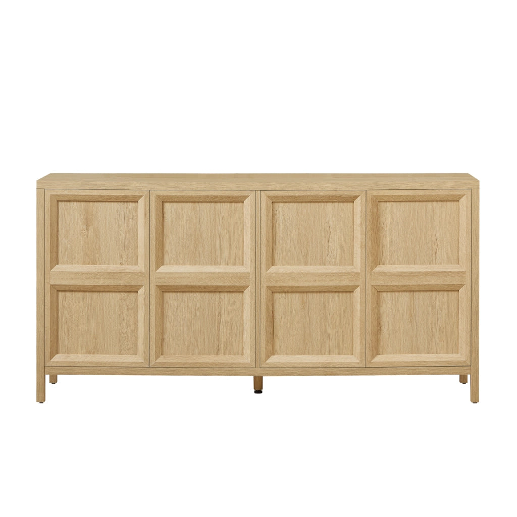 Mobile TV moderno con ante - Zephmum- 160x40x80 cm- Colore quercia chiaro- Apertura a pressione, cerniere soft-close