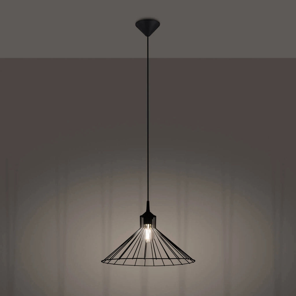 Lampada a sospensione industriale ELINA nera E27 15W