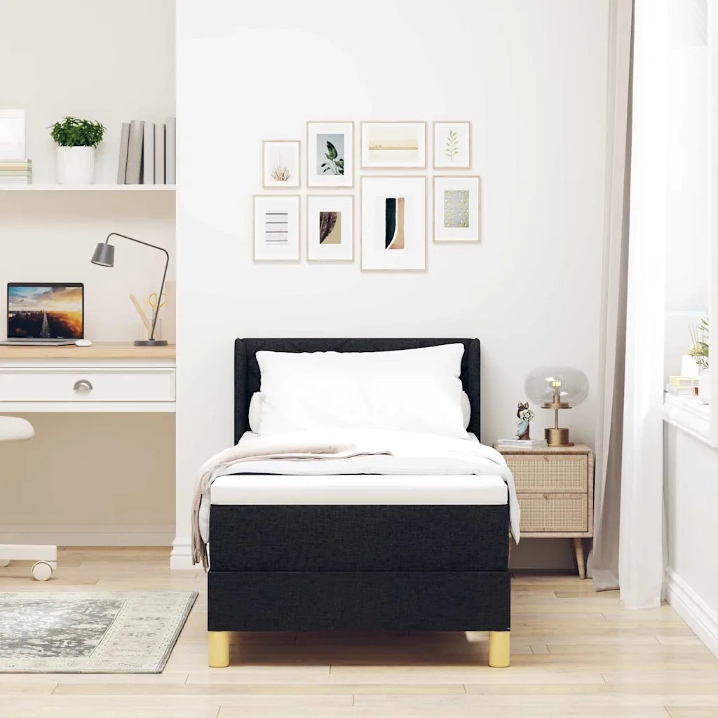 Letto a molle con materasso Nero 200 x 80 cm Tessuto 3341323