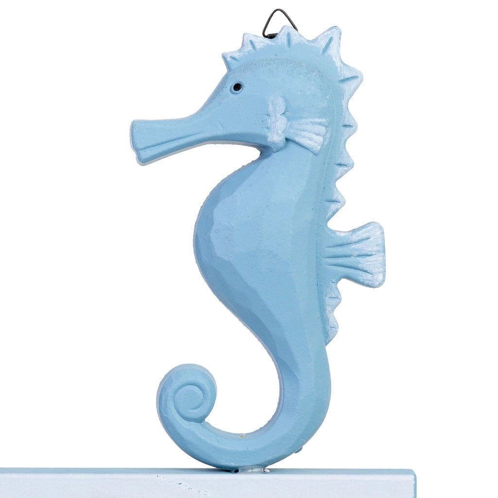 Appendiabiti da parete in legno con 2 ganci, blu, 27x5x26 cm