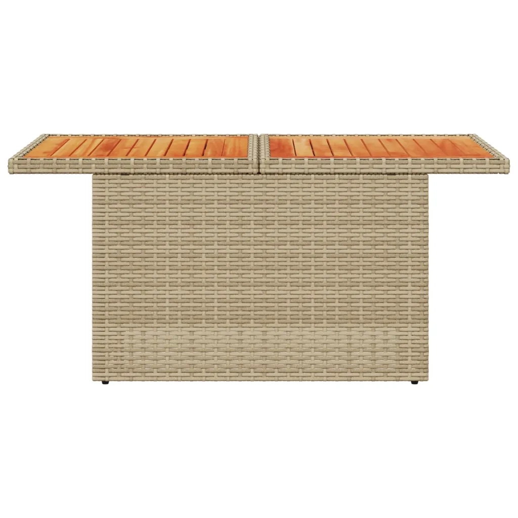 Tavolo da Giardino Beige 100x55x73 cm Polyrattan e Legno Acacia 366065