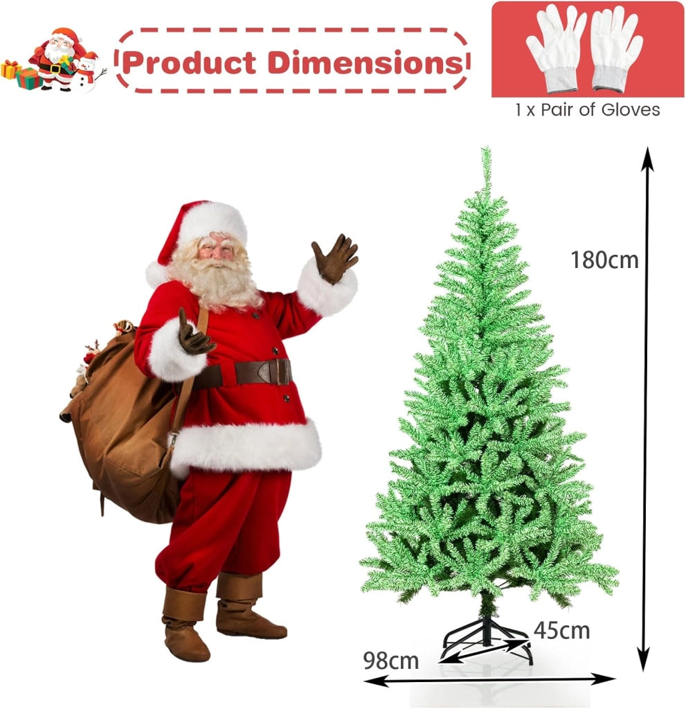 Albero di Natale artificiale 180 cm, luminoso al buio, albero di Natale artificiale con 692 punte di ramo, albero di Natale con supporto in metallo, albero decorativo Natale, albero di Natale
