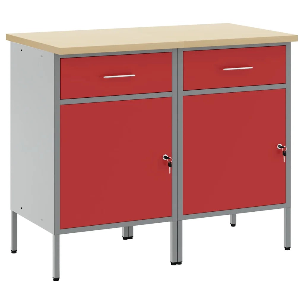 Mobile da lavoro 2 pz Rosso e Grigio 100 x 55 x 85 cm CFW3873112
