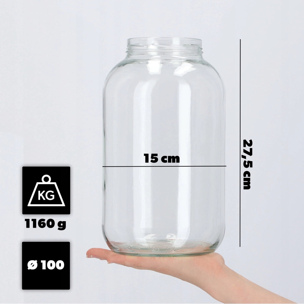 KADAX 4 barattoli da 4 litri per conservare cetrioli, coperchi in vetro, diametro 100