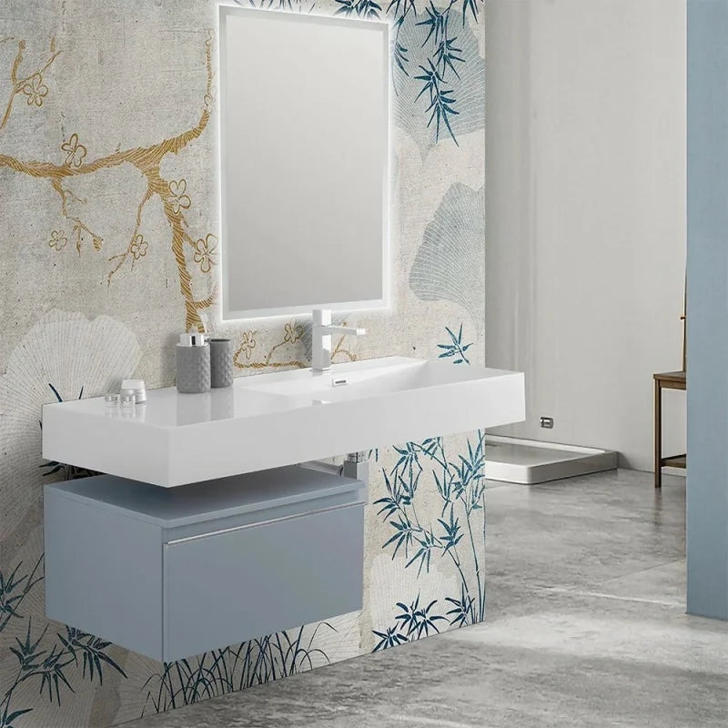 Lavabo sospeso in resina 120 cm vasca destra bianco lucido  Loto