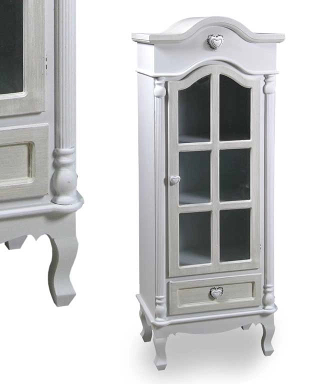 CREDENZA VINCY CON 2 CASSETTI E VETRINA 55X36X145CM BIANCA