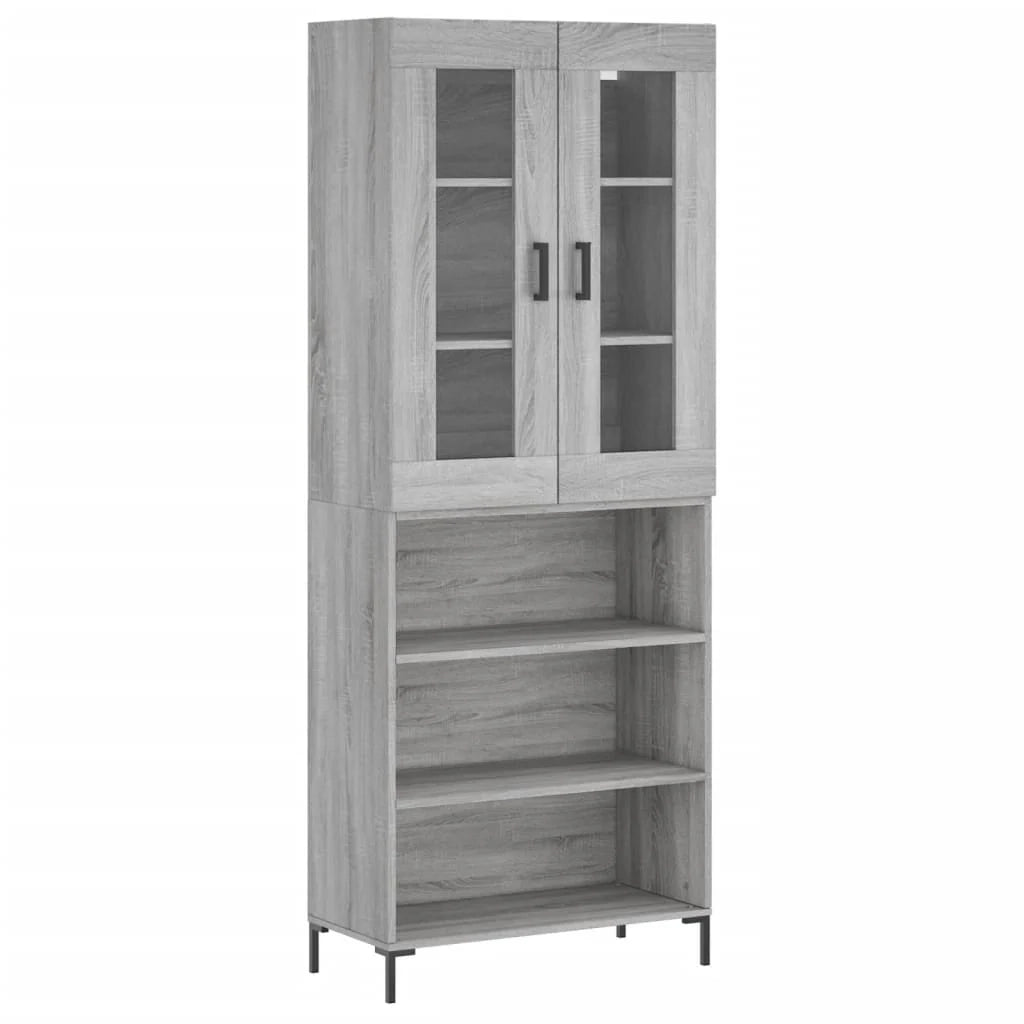Buffet credenza cassettiera armadio mobile contenitore organizer cucina soggiorno salotto rovere Sonoma alto 69,5 x 34 x 180 cm legno ingegnerizzato grigio 02_0035505