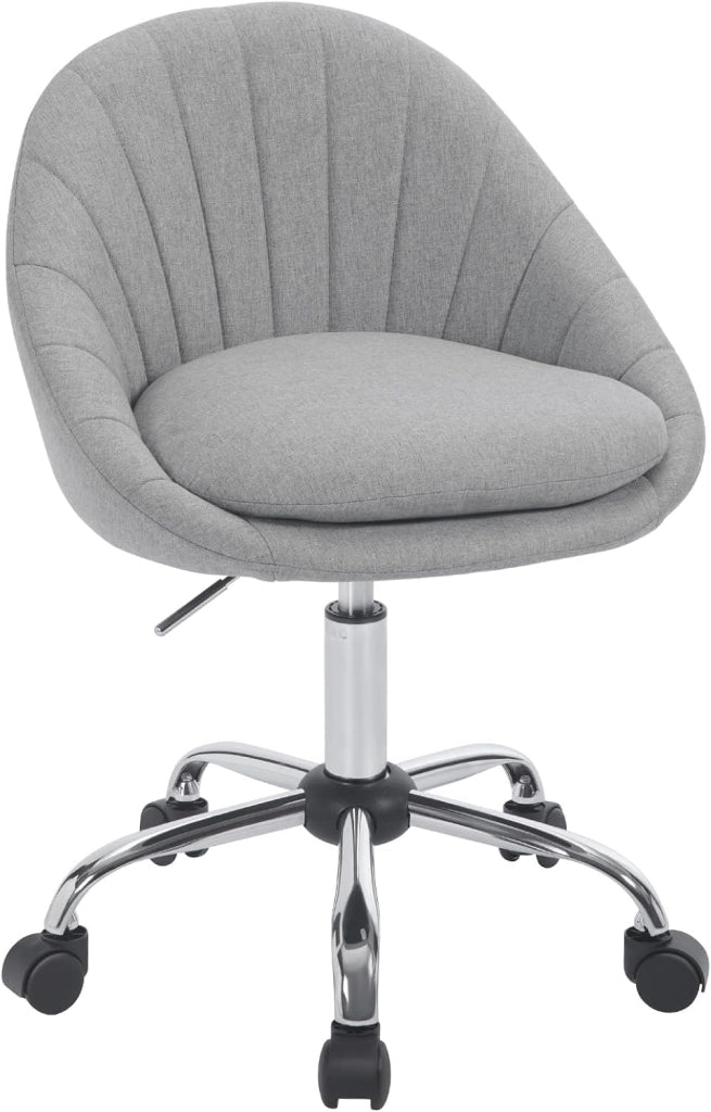Sedia da Ufficio Ergonomica e Girevole - Regolabile in Altezza Con Rotelle per Casa, Trucco, Scrivania, Camera da Letto, Studio - Lino, BS168gr