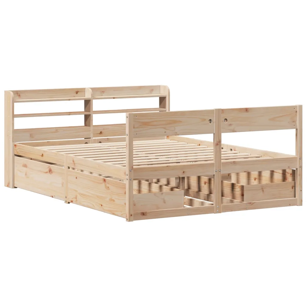 Letto senza Materasso 140x200 cm in Legno Massello di Pino 3307122