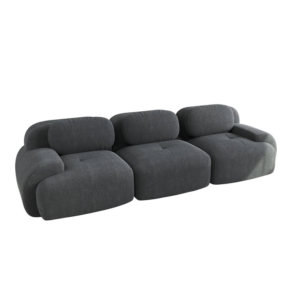 Divano 3 posti ¨C Minimal ¨C grigio, tessuto, braccioli imbottiti, senza montaggio
