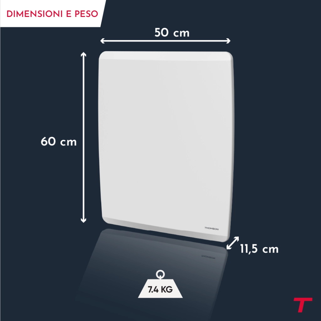 Radiatore elettrico Thomson WiFi con ceramica secca e inerzia a film, termostato intercambiabile, molibdeno da 1000 W