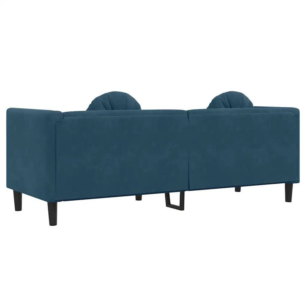 Divano a 3 Posti con Cuscini-Sofa 3 Posti con Cuscini Blu in Velluto
