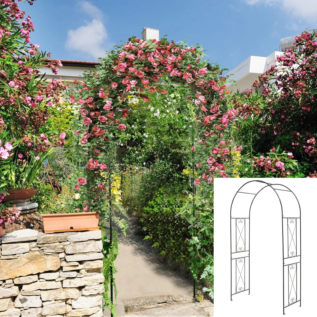 Arco da Giardino in Metallo Resistente per Piante Rampicanti, Rose e Viti, Grigliato per Decorazioni di Matrimoni e Feste, Supporto per Piante per Cortile e Patio