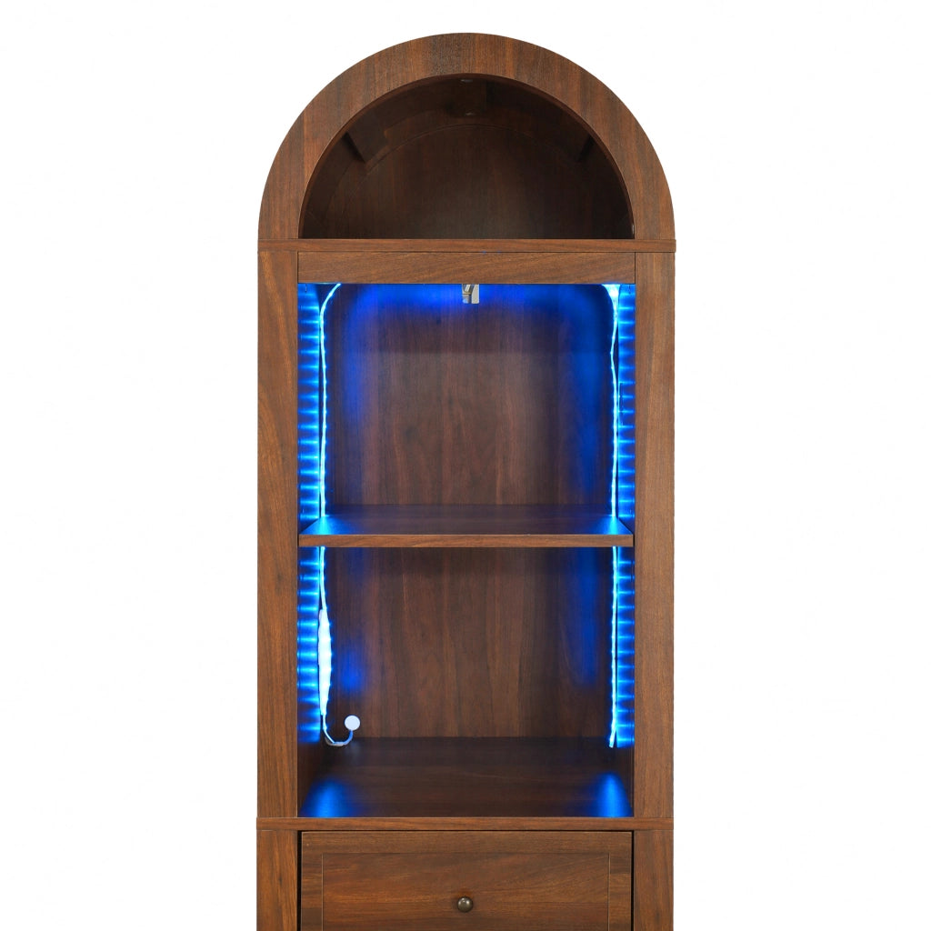 Mobile da bagno alto con ante; cassetto e LED - per bagno - in MDF - 40×30×163 cm - noce
