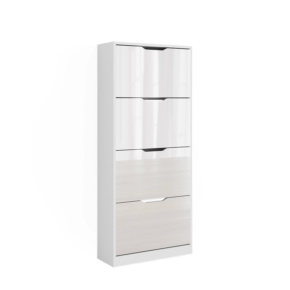 Vicco Scarpiera Bianco/bianco lucido 59 x 137 cm con 4 cassetti incernierati