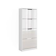 Vicco Scarpiera Bianco/bianco lucido 59 x 137 cm con 4 cassetti incernierati