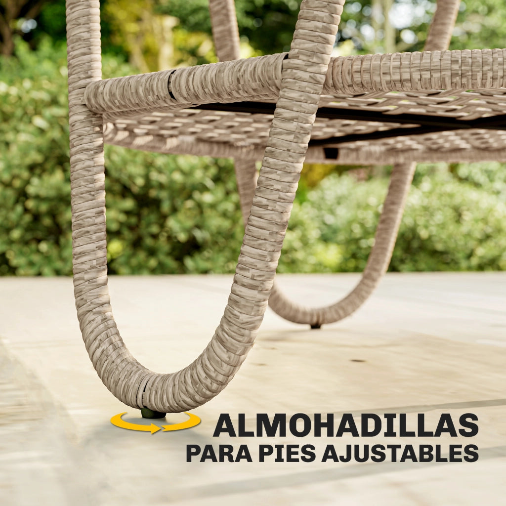 Tavolino da giardino in rattan con ripiano e piano in vetro temperato ¨C zephmum ¨C 65x65x50 cm giallo