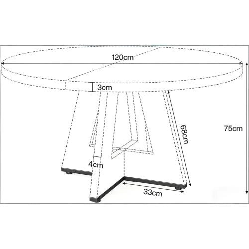 Tavolo da pranzo rotondo 120 cm, stile farmhouse, in legno ingegnerizzato, colore nero