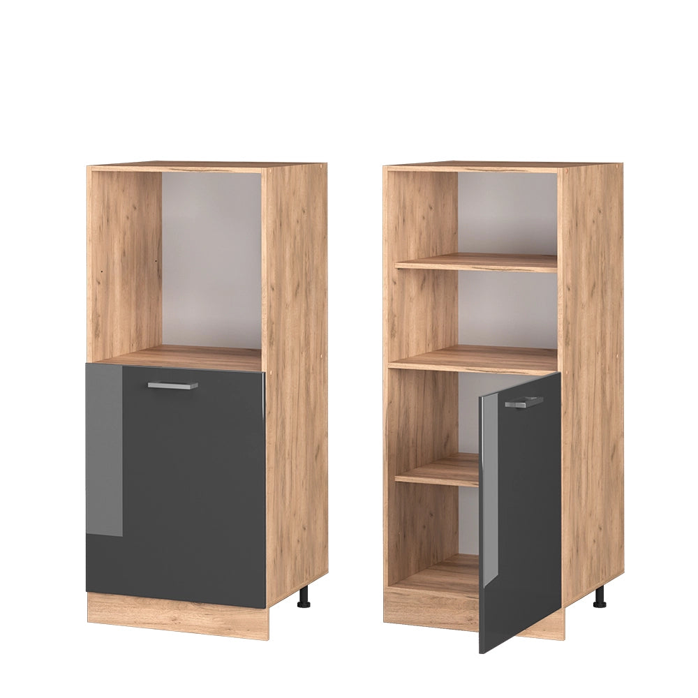 Mobile per forno da incasso R-Line Antracite lucido/Rovere dorato 60 cm Vicco