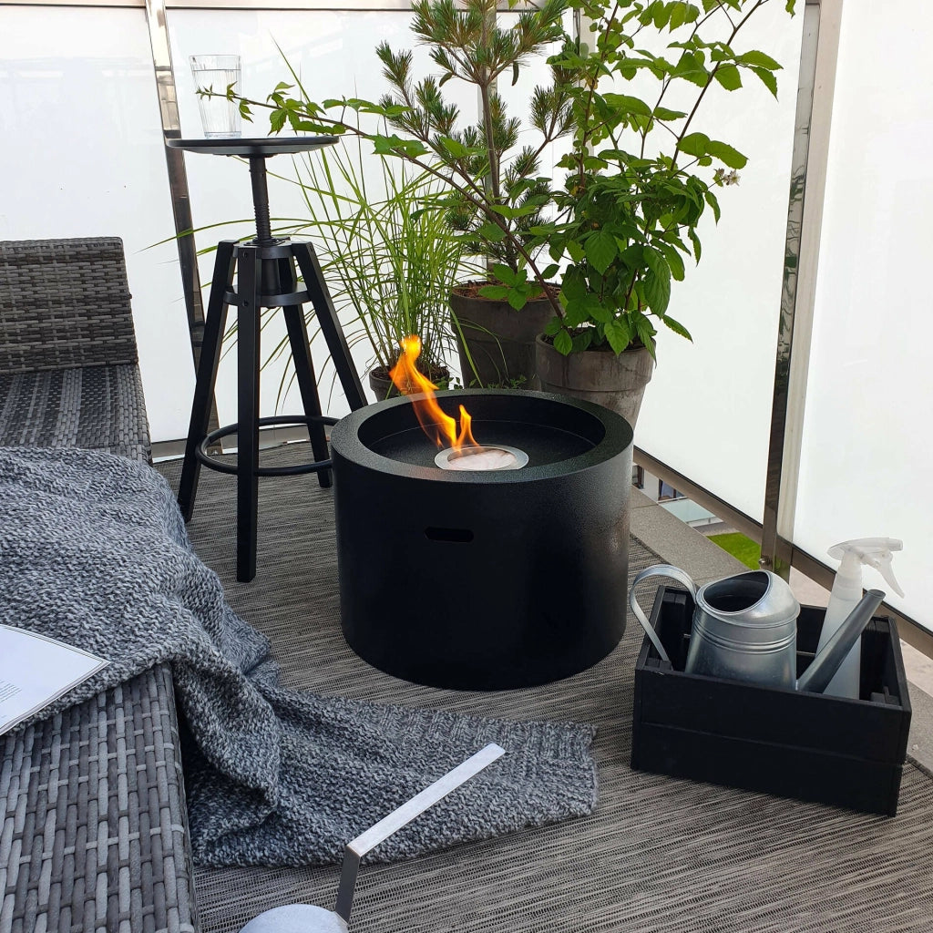 Camino a bioetanolo Aielli, Caminetto ecologico, Focolare senza fumo, Riscaldatore ad etanolo, Made in Italy, 48x48 h33 cm, Nero
