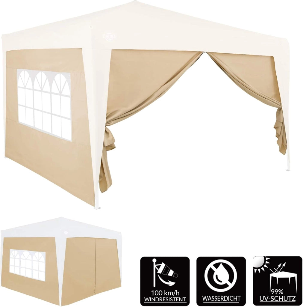2x Pareti Laterali per Gazebo 3x2m per Parete Idrorepellente con Finestra laterale Cerniera Cinghie di Fissaggio
