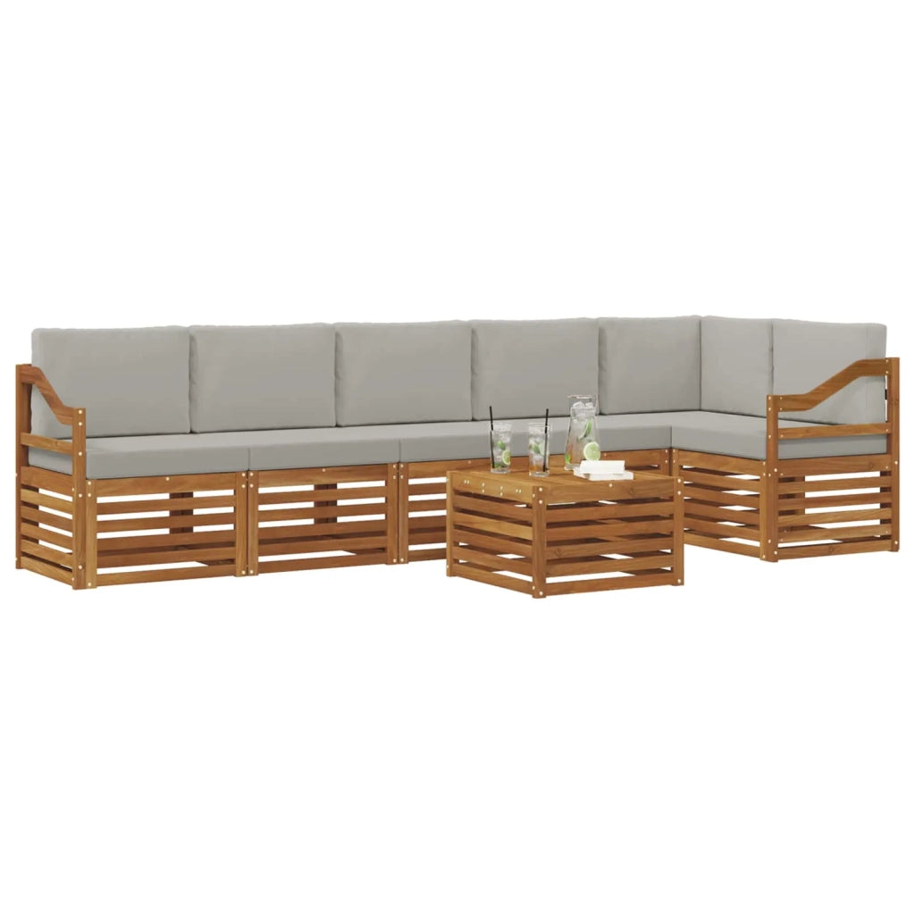 Set divano sezionale con cuscino 7 pcs Grigio Naturale e Chiaro 3374946