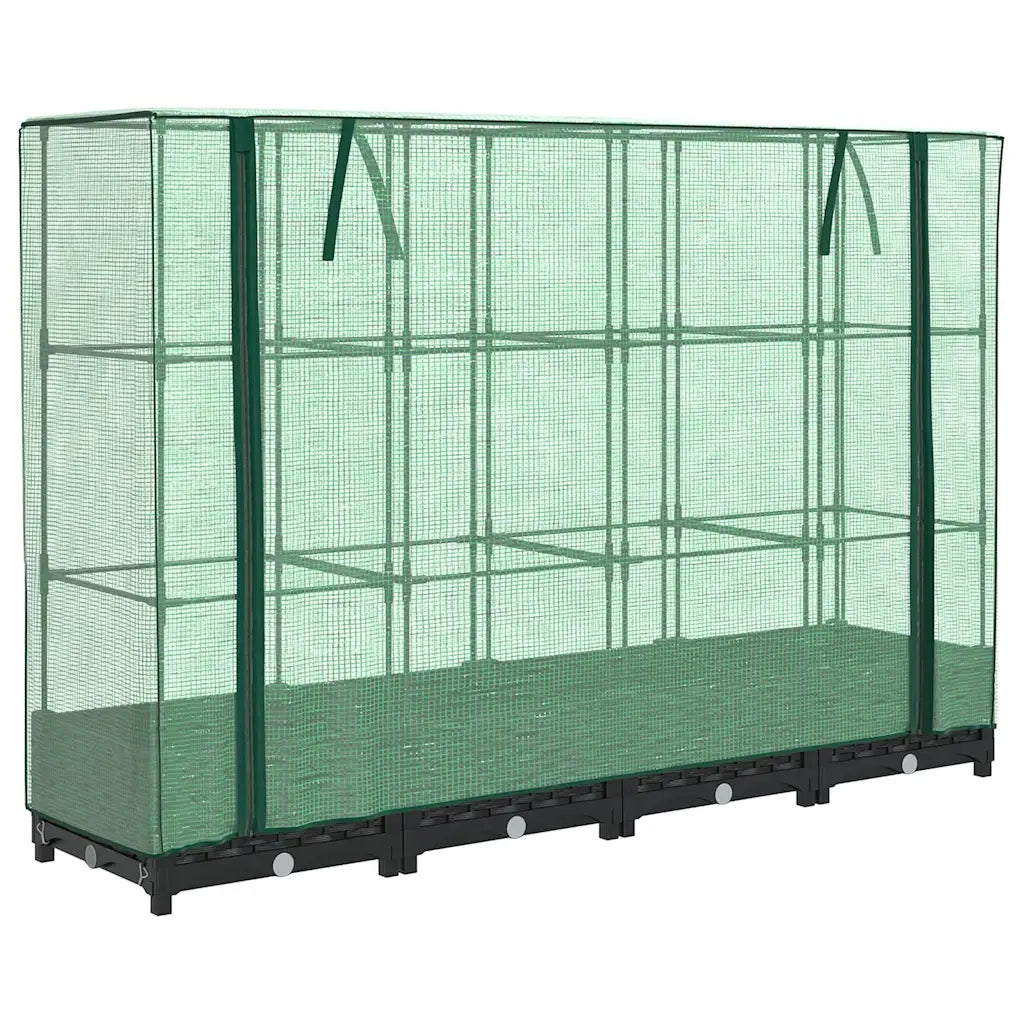 Fioriere | Cassetta per fiori | Letto rialzato con copertura per serra effetto rattan 160x40x123 cm