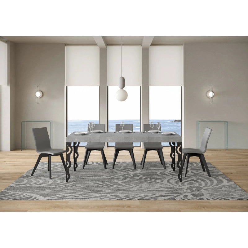 Tavolo allungabile 140/400x90 cm Karamay Premium telaio Antracite - Cemento